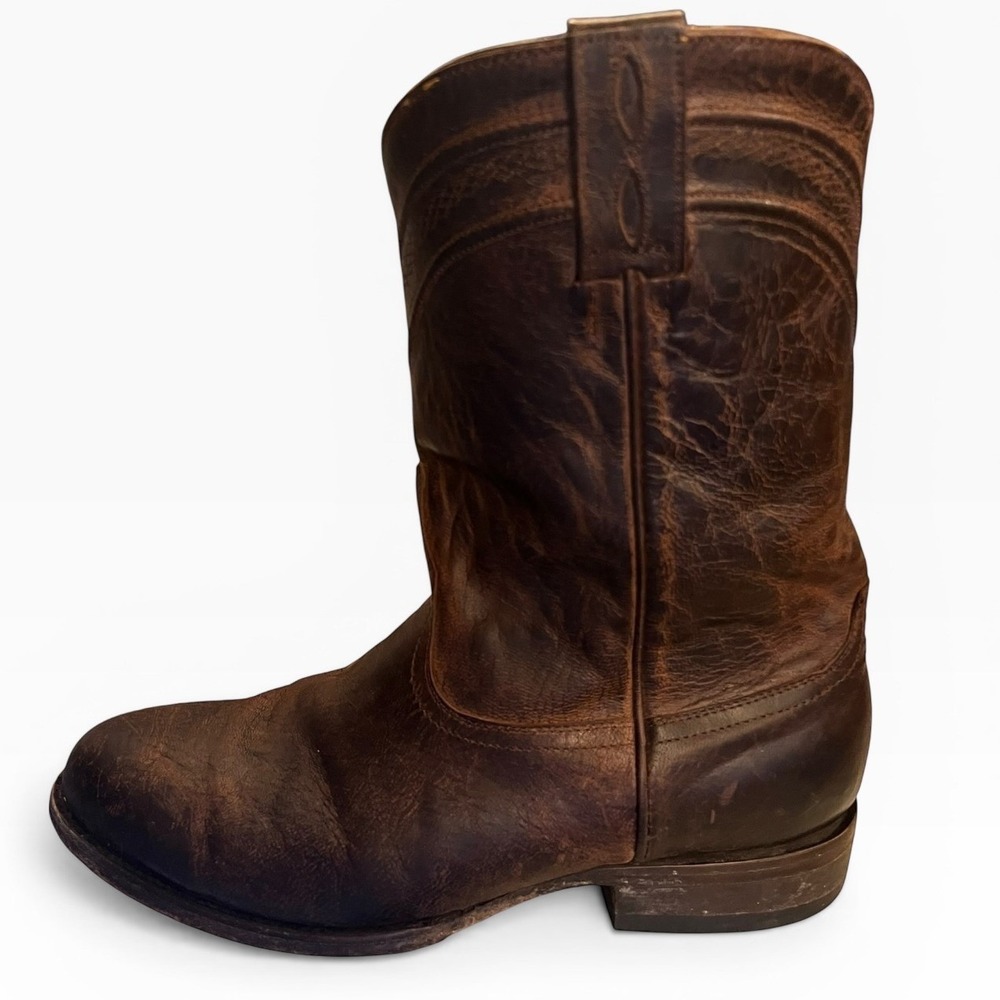 JRC & Sons Mens Brown Distressed Leather Western Roper Cowboy Boots Size 9 EE - Picture 2 of 15